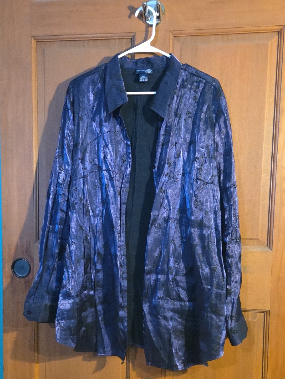Venezia Women's Shimmery Purple Button-Front Blouse